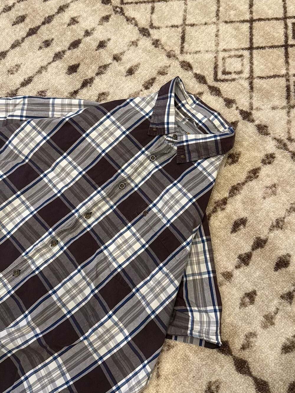 Carhartt Relaxed Fit Plaid Short Sleeve Button Down Shirt 2XL Tall